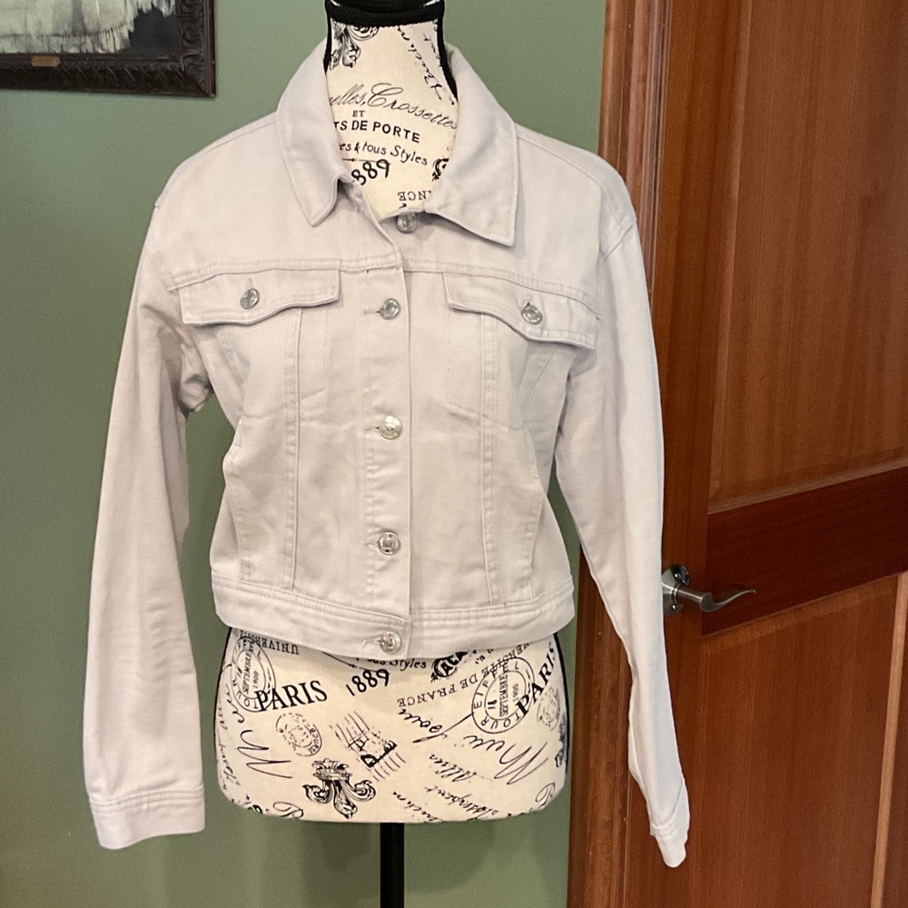 Stoosh Women's Light Gray/Lavendar Denim Jacket, Size M